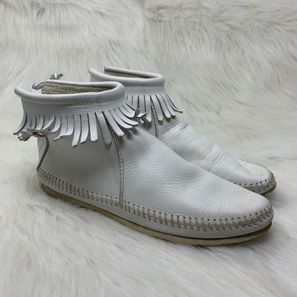 white minnetonka boots